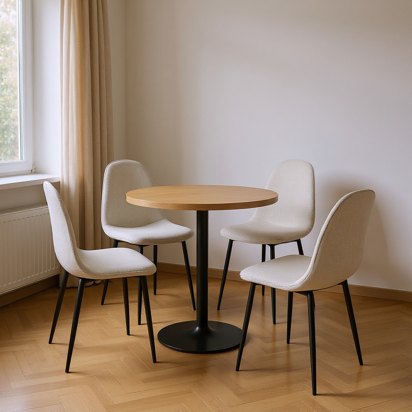 Charlton Mid-Century Dining Chair Set of 4, Barrel Beige