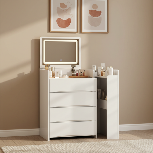 Elowen Makeup Vanity Desk Set, White