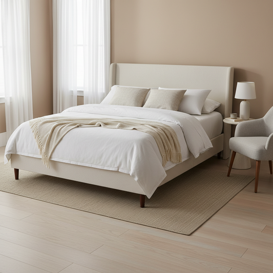 Ellington Upholstered Platform Bed Frame, King, Beige