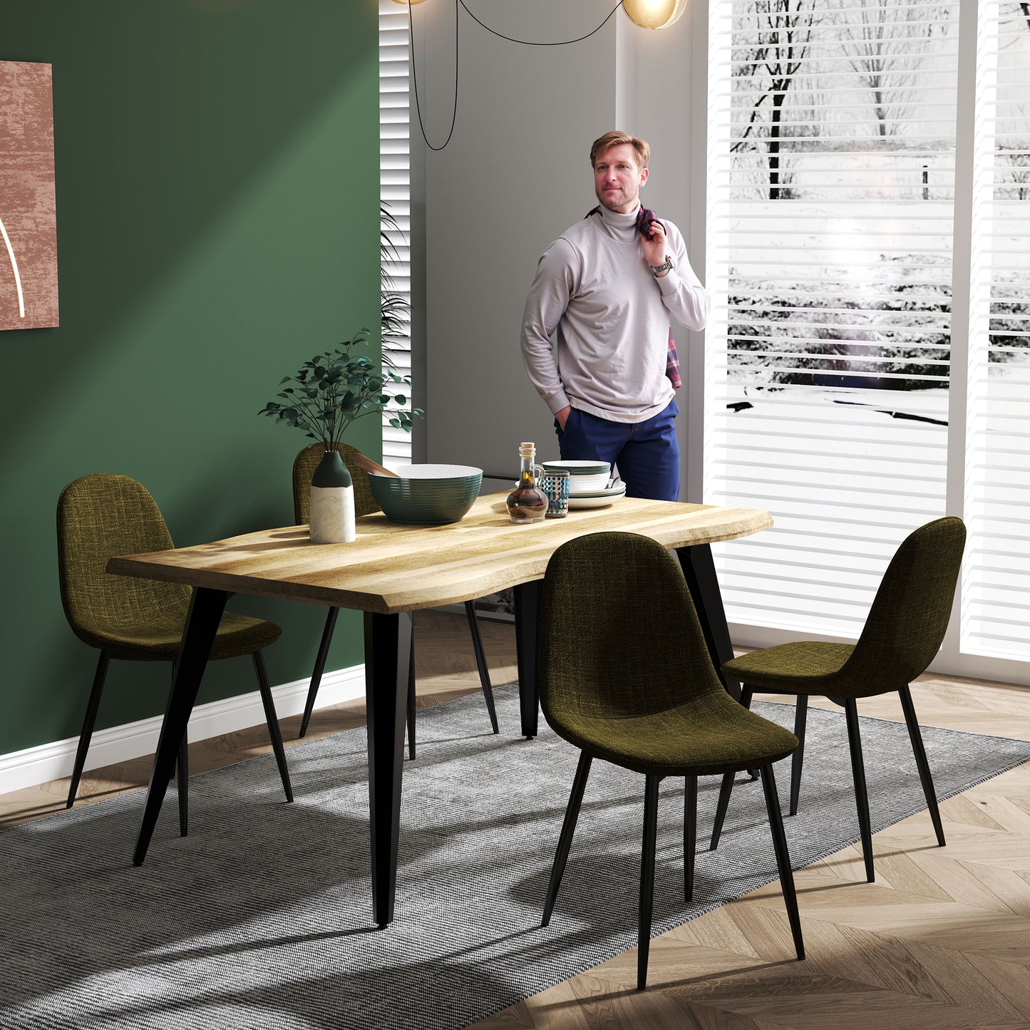 Charlton Fabric Dining Chair, Set of 4, Green