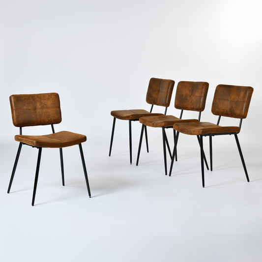 Pomona Faux Suede Dining Chair, Set of 4, Brown