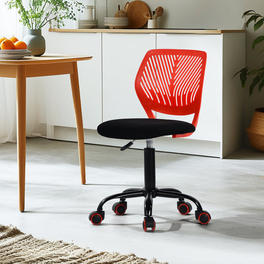 Carnation Corduroy Office Chair, Black with Red