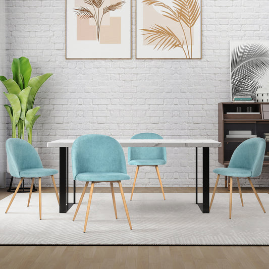 Puzzle Upholstered Dining Chairs, Set of 4, Aloe Blue