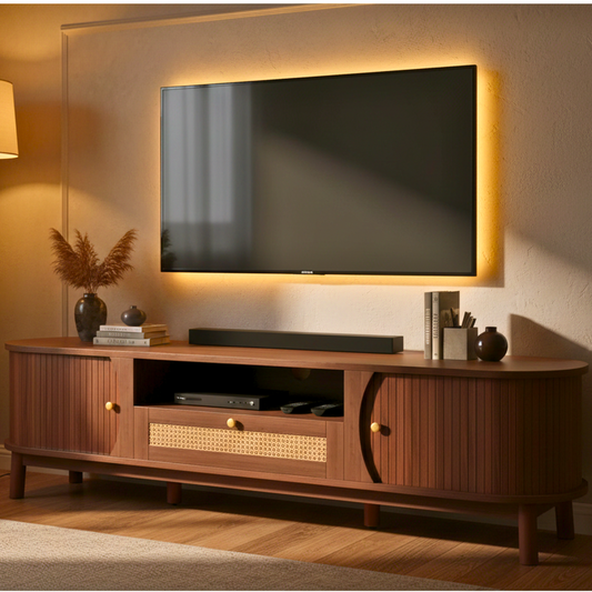 Linden TV Stand, 65", Dark Wood