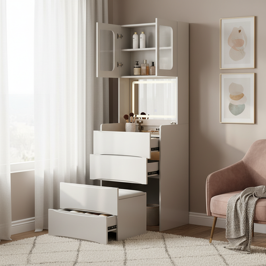 Serelle Makeup Vanity Desk Set, White