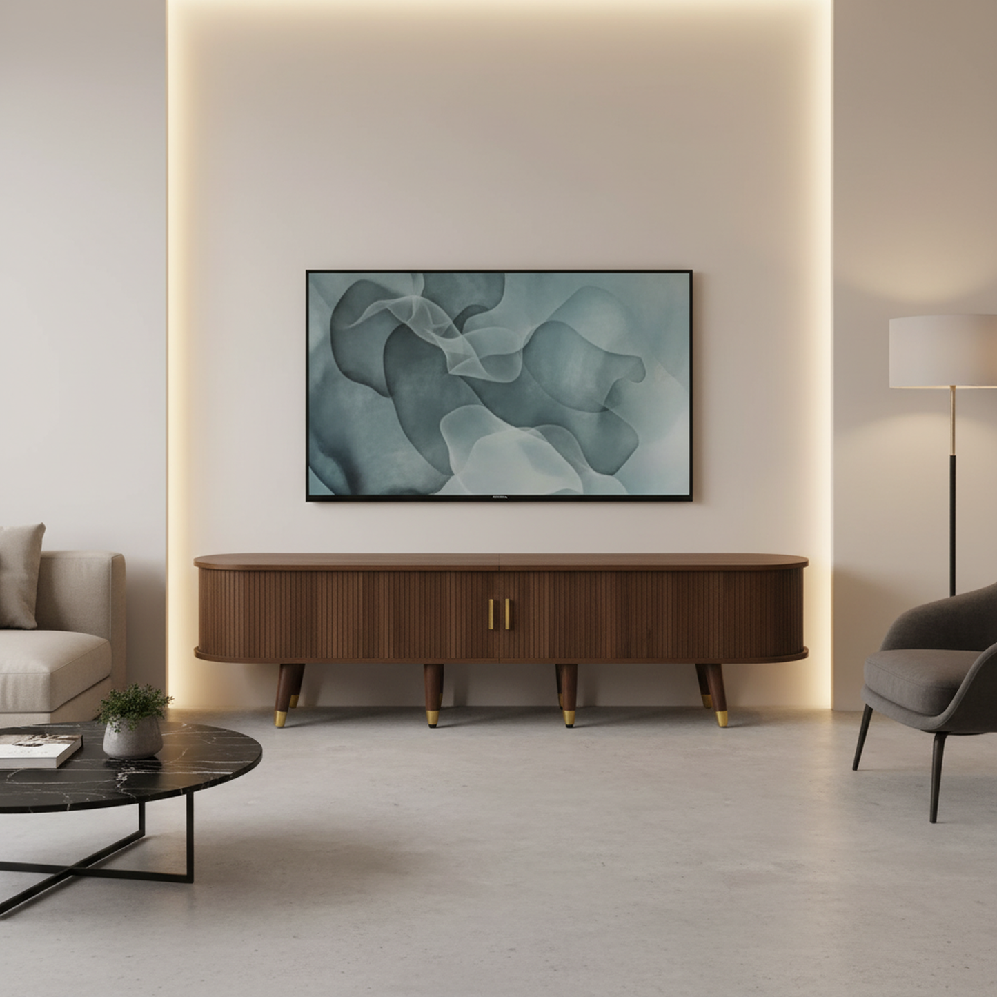 Westmere Sliding-Door TV Stand, Brown Wood-Look