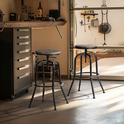 Anacletus Swivel Height-Adjustable Barstool, 32", Walnut