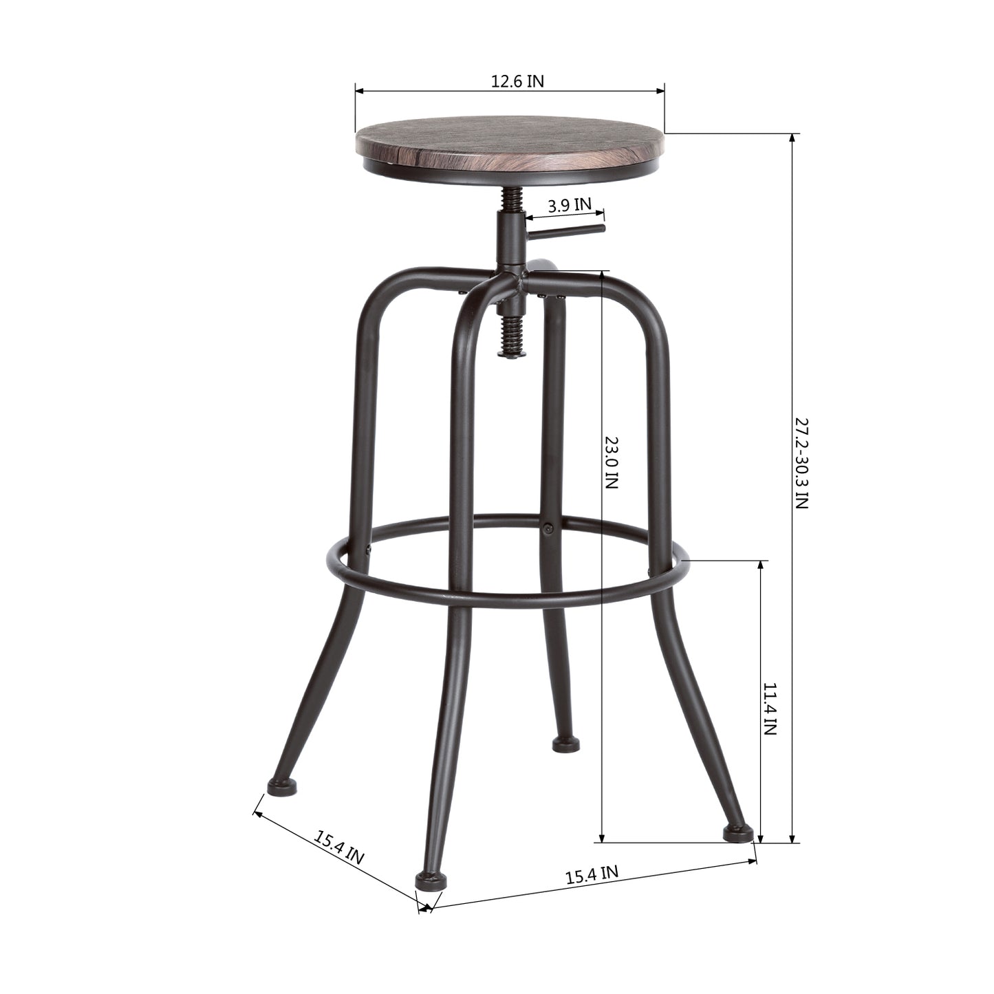 Anacletus Swivel Height-Adjustable Barstool, 32", Walnut