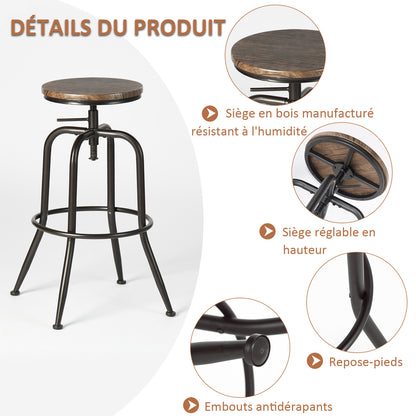 Anacletus Swivel Height-Adjustable Barstool, 32", Walnut
