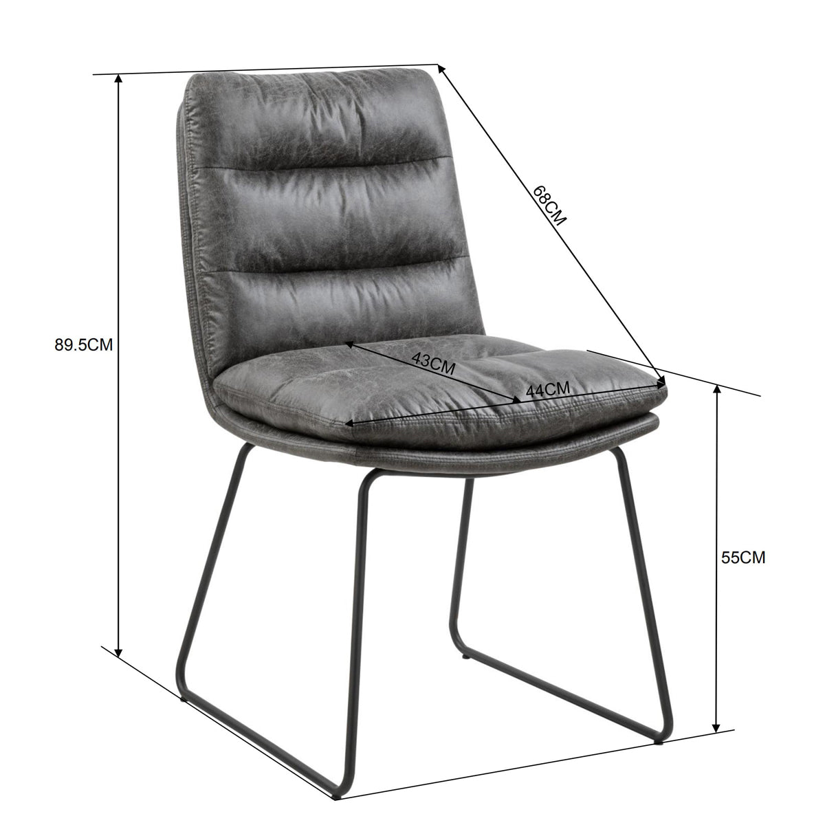 Steffen Faux Leather Dining Chairs, Set of 2, Grey