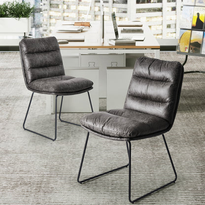 Steffen Faux Leather Dining Chairs, Set of 2, Grey