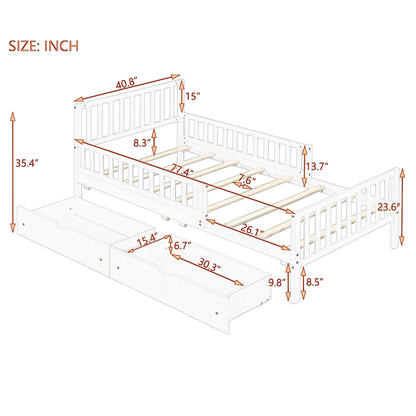 Rowan Wood Platform Kids Bed with Storage Drawers, Twin, Grey