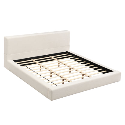 Porter Linen-Look Upholstered Platform Bed, King, Beige