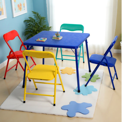 Page Kids’ Folding Table & Chair Set, 5-Piece, Multi-Color