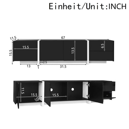 Vantis High Gloss TV Stand with LED Lighting, Black