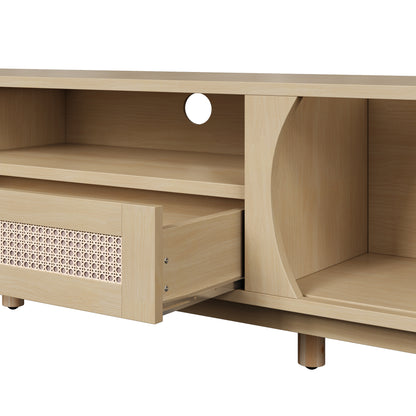 Linden TV Stand, 65", Light Wood