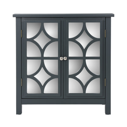 Willowcrest Mirrored Accent Cabinet, 31.5", Charcoal Grey