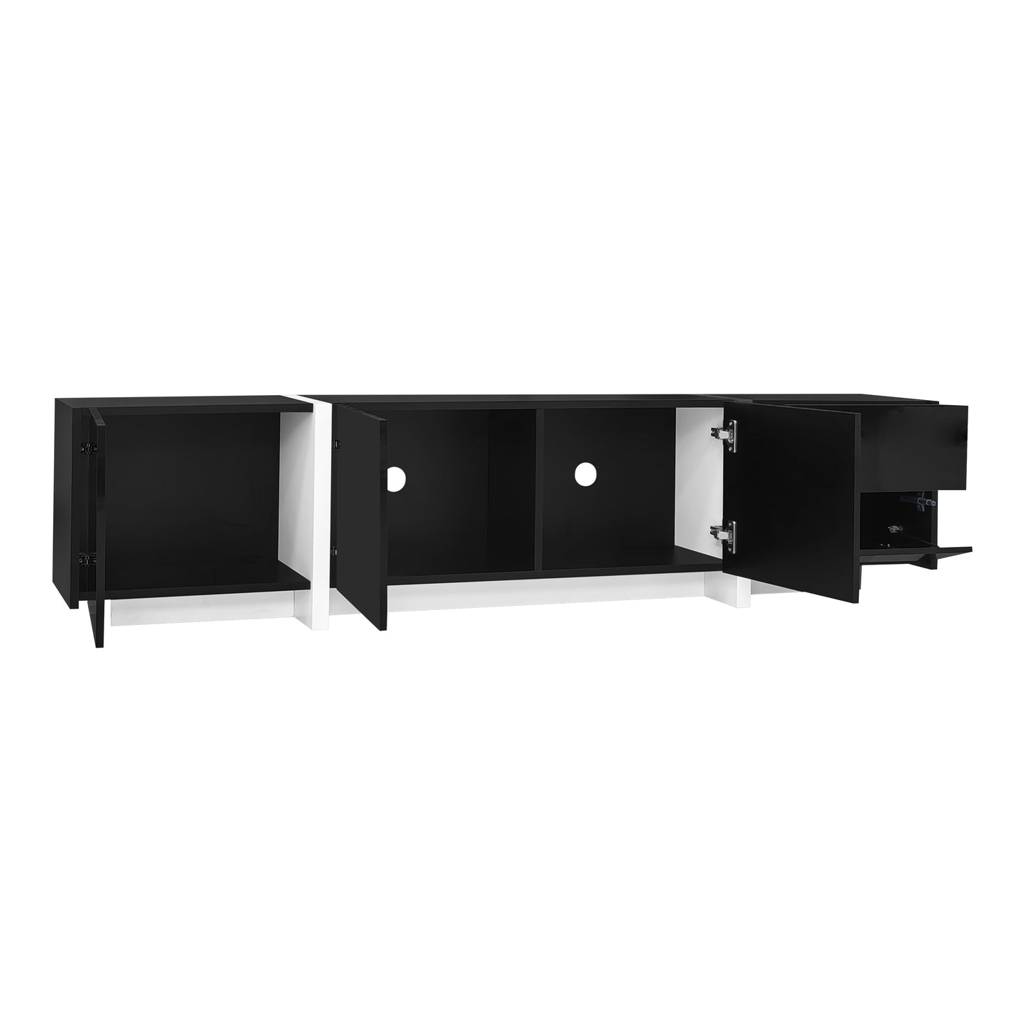 Vantis High Gloss TV Stand with LED Lighting, Black