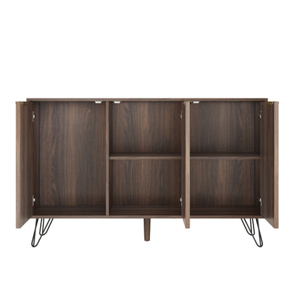 Arden Chevron Wood-Pattern 3-Door Sideboard with Adjustable Shelves, Natural