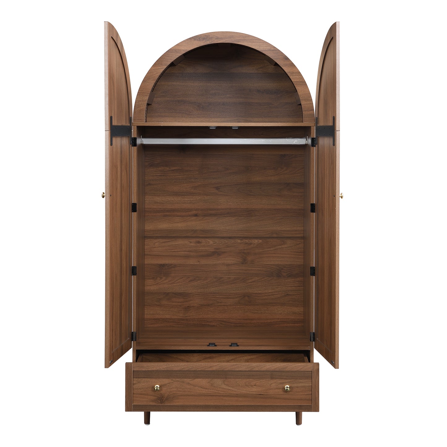 Roselin Walnut-Look Wardrobe Armoire with Drawer