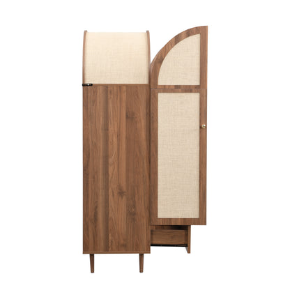 Roselin Walnut-Look Wardrobe Armoire with Drawer
