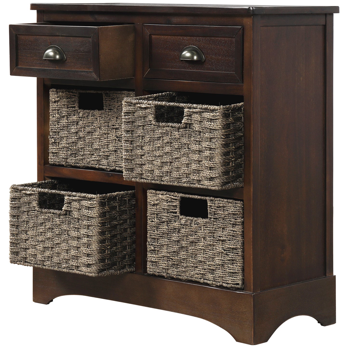 Nori 2 drawers cabinet with 4 baskets, 28", Espresso