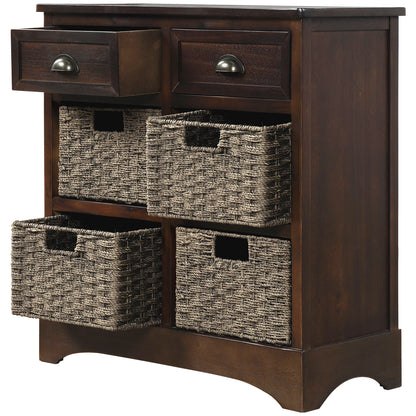 Nori 2 drawers cabinet with 4 baskets, 28", Espresso