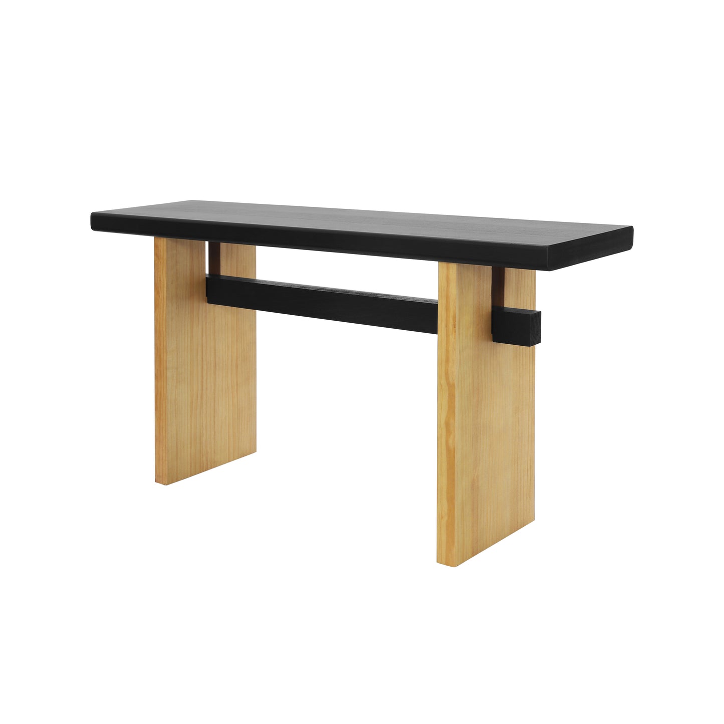 Atwell Console Table, 59.25", Black & Natural