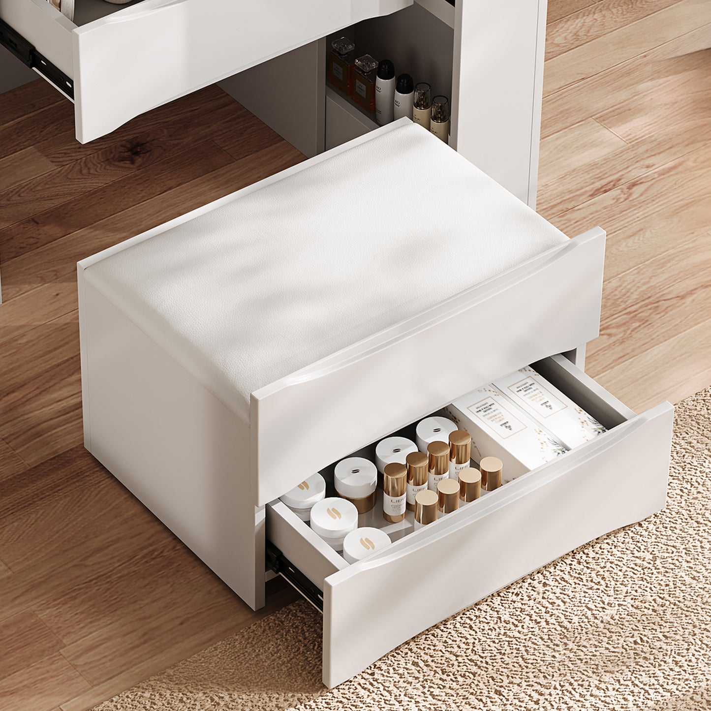 Elowen Makeup Vanity Desk Set, White