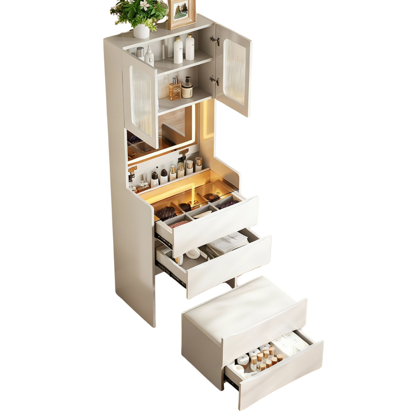 Serelle Makeup Vanity Desk Set, White