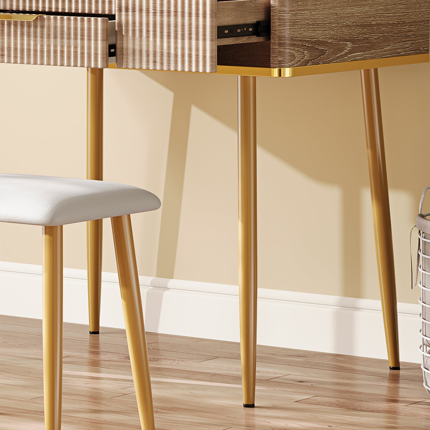 Aurelia Makeup Vanity Desk Set, Warm Brown