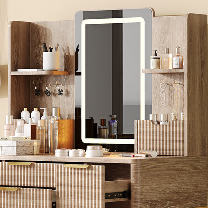 Aurelia Makeup Vanity Desk Set, Warm Brown