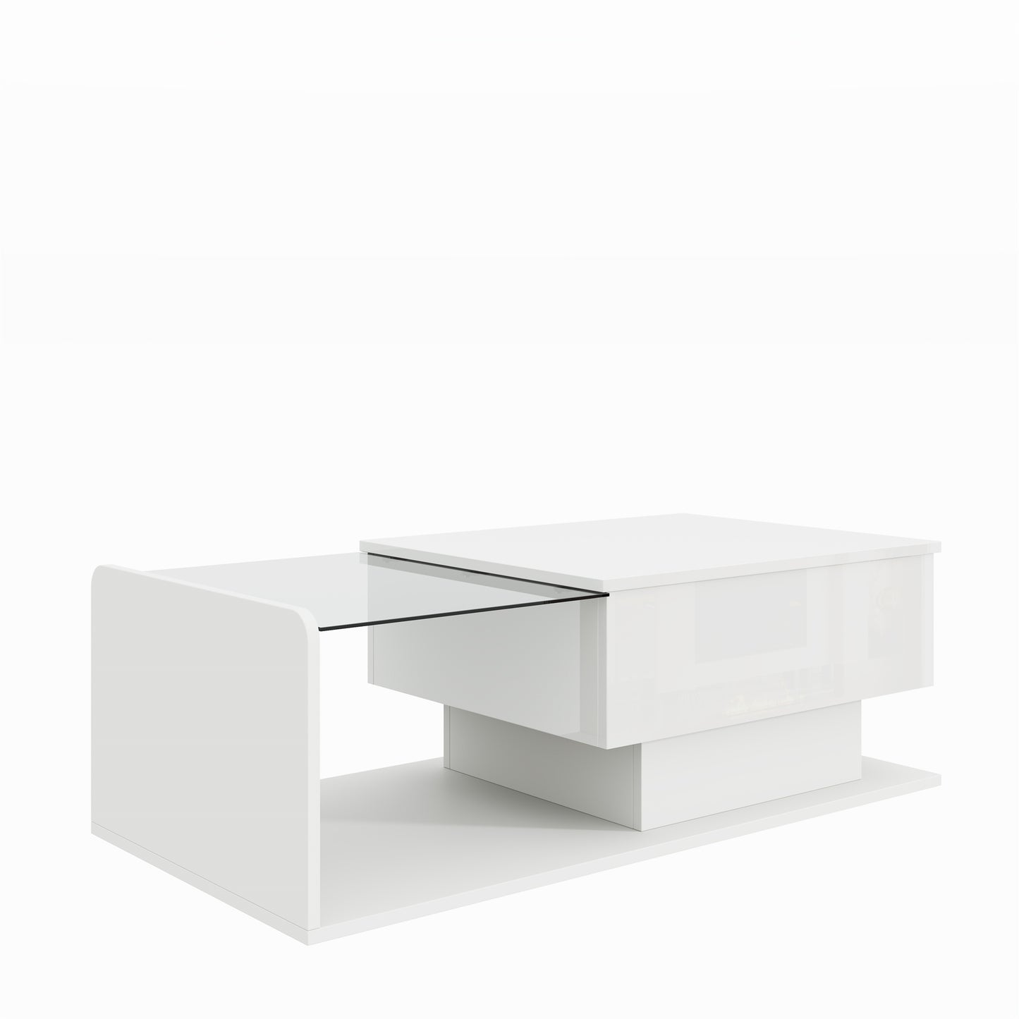 Mirella High-Gloss Lift-Top Coffee Table with LED Accent Lighting, White