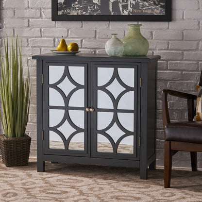 Willowcrest Mirrored Accent Cabinet, 31.5", Charcoal Grey