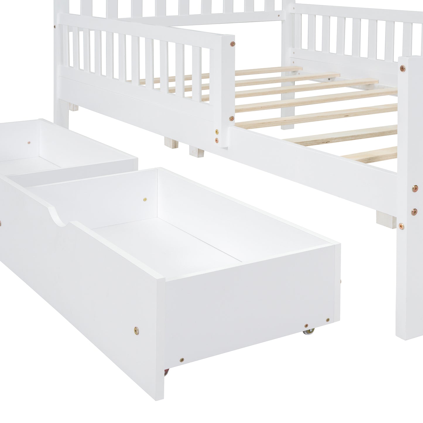 Rowan Wood Platform Kids Bed with Storage Drawers, Twin, White