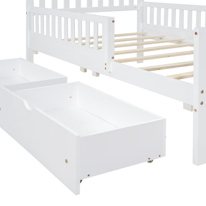 Rowan Wood Platform Kids Bed with Storage Drawers, Twin, White