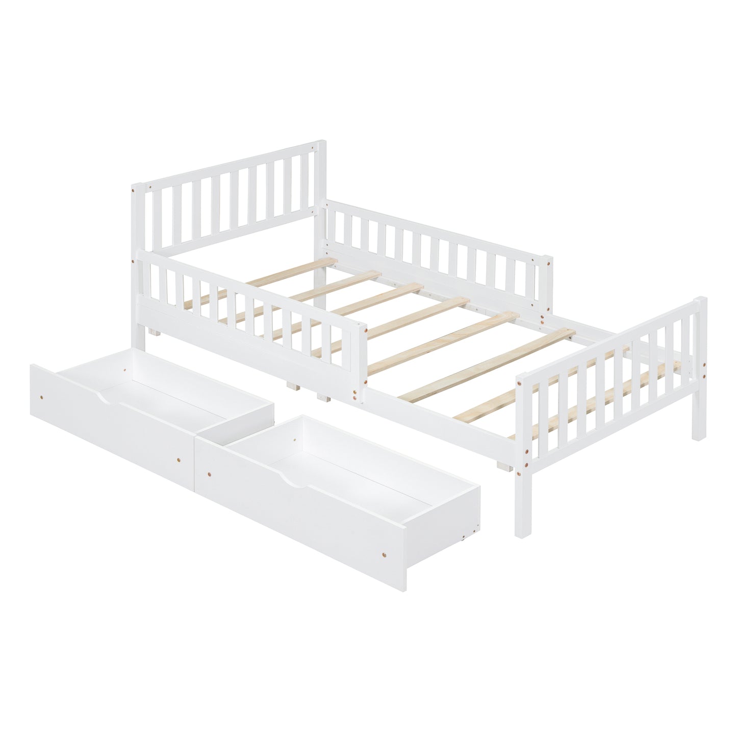 Rowan Wood Platform Kids Bed with Storage Drawers, Twin, White