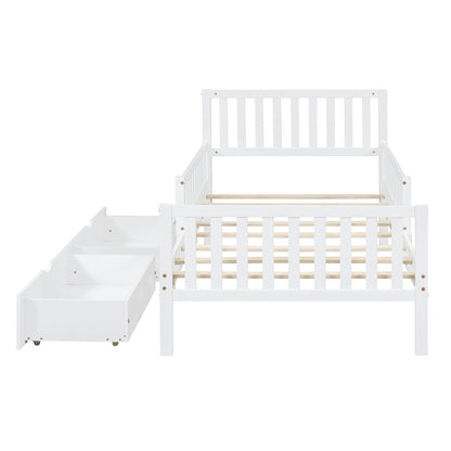 Rowan Wood Platform Kids Bed with Storage Drawers, Twin, White
