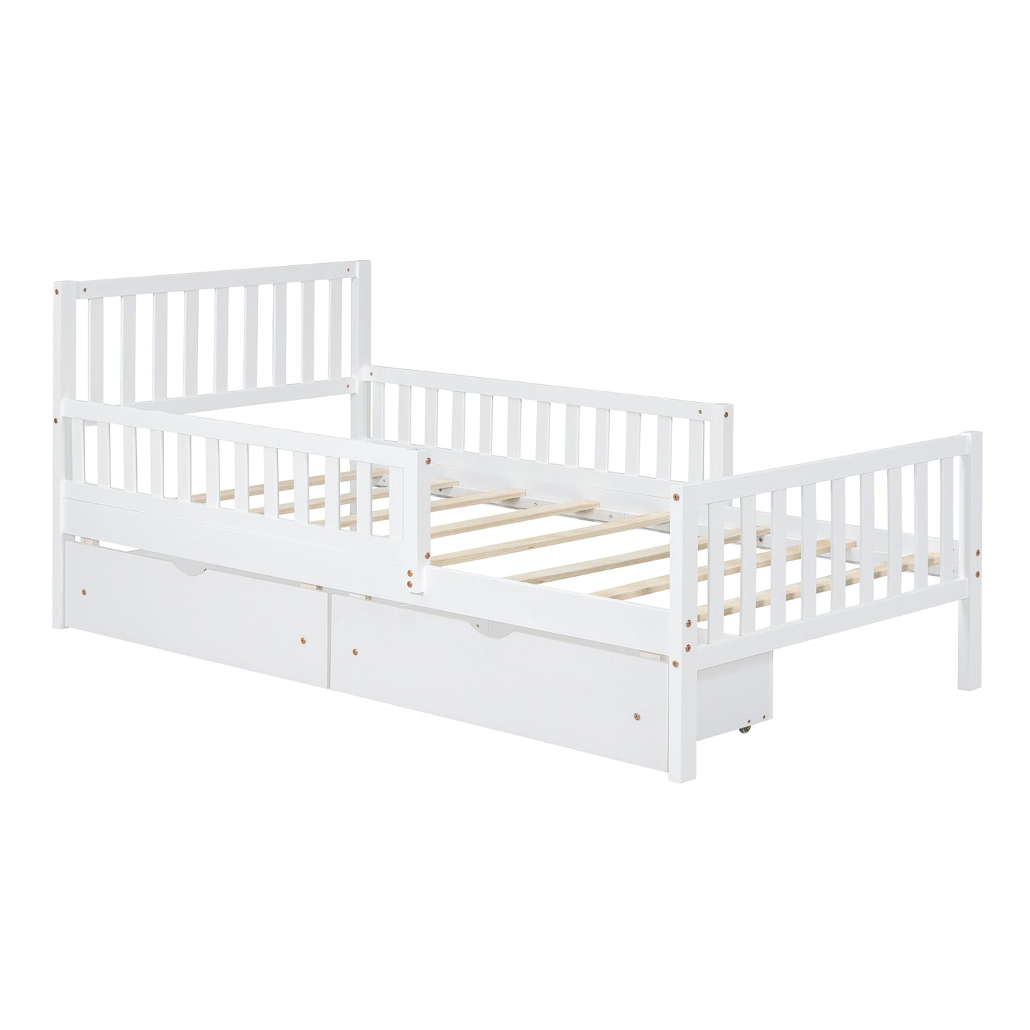 Rowan Wood Platform Kids Bed with Storage Drawers, Twin, White