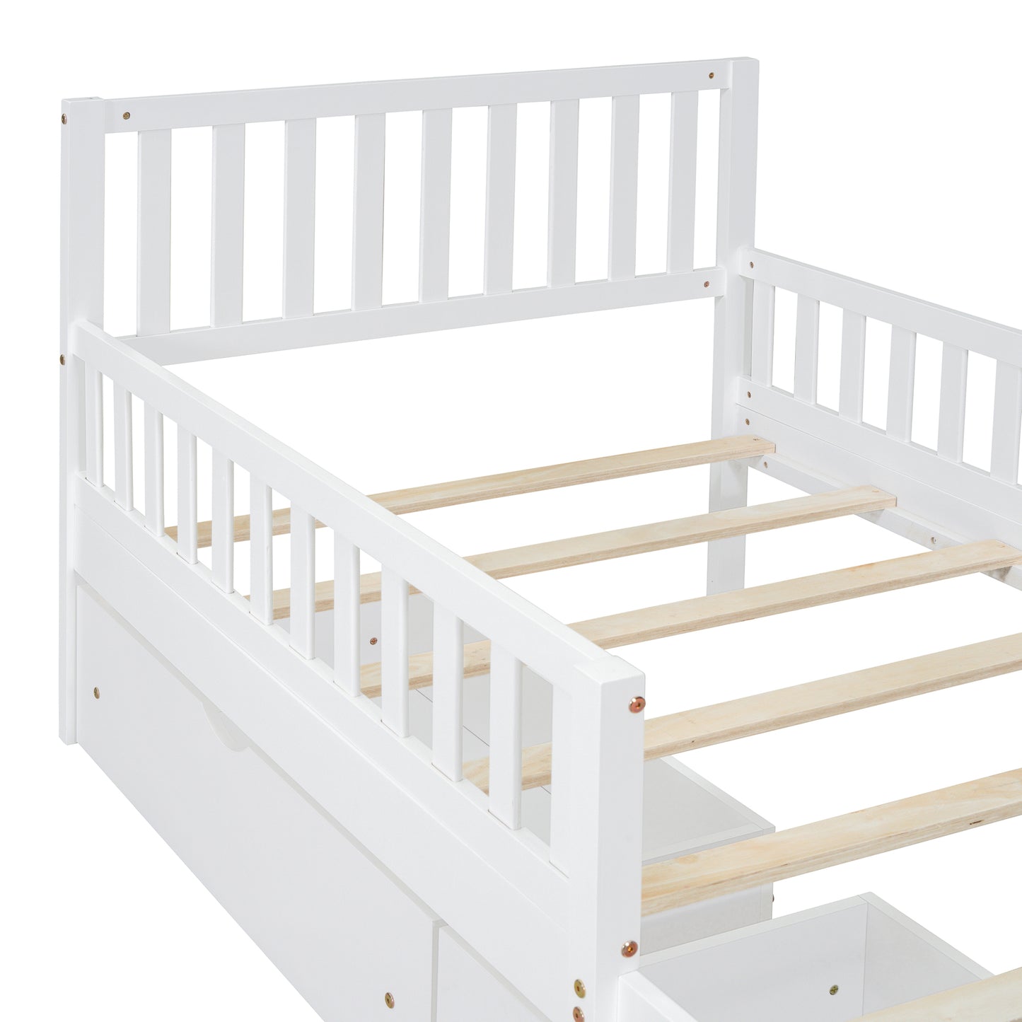Rowan Wood Platform Kids Bed with Storage Drawers, Twin, White