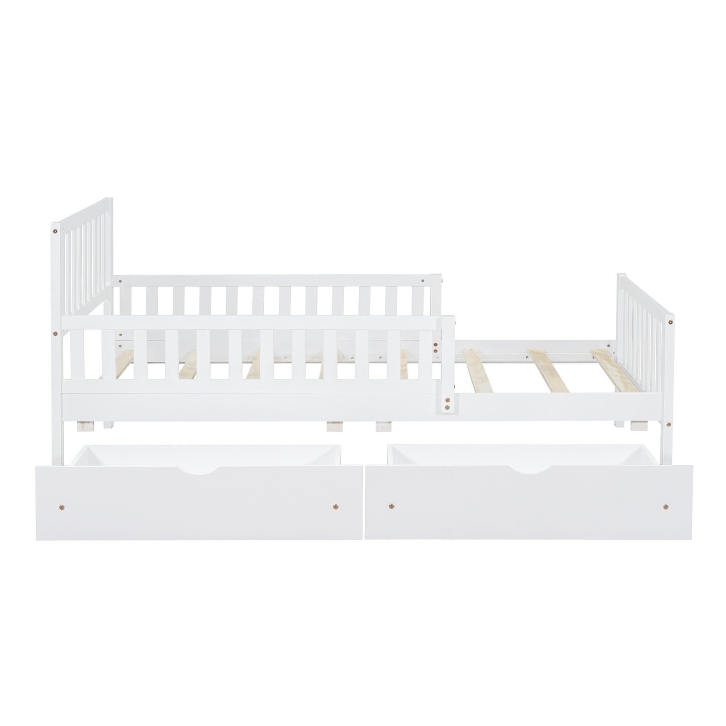 Rowan Wood Platform Kids Bed with Storage Drawers, Twin, White