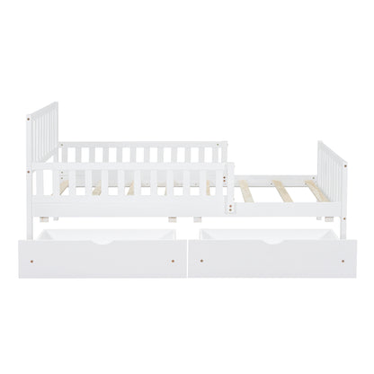 Rowan Wood Platform Kids Bed with Storage Drawers, Twin, White