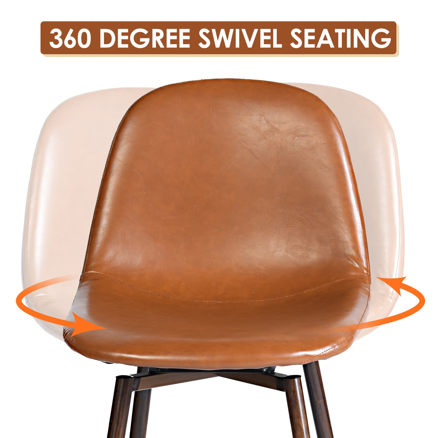 Charlton Faux Leather Counter Height Bar Stools, 26", Set of 2, Cognac