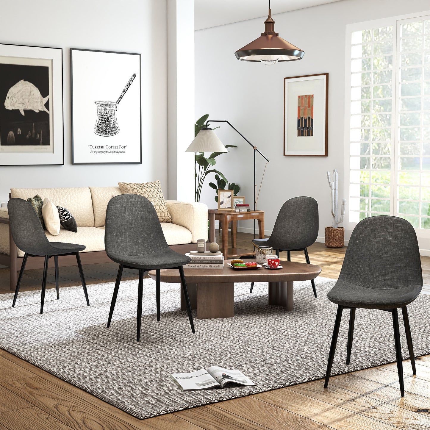 Charlton Fabric Dining Chair, Grey  set of 4