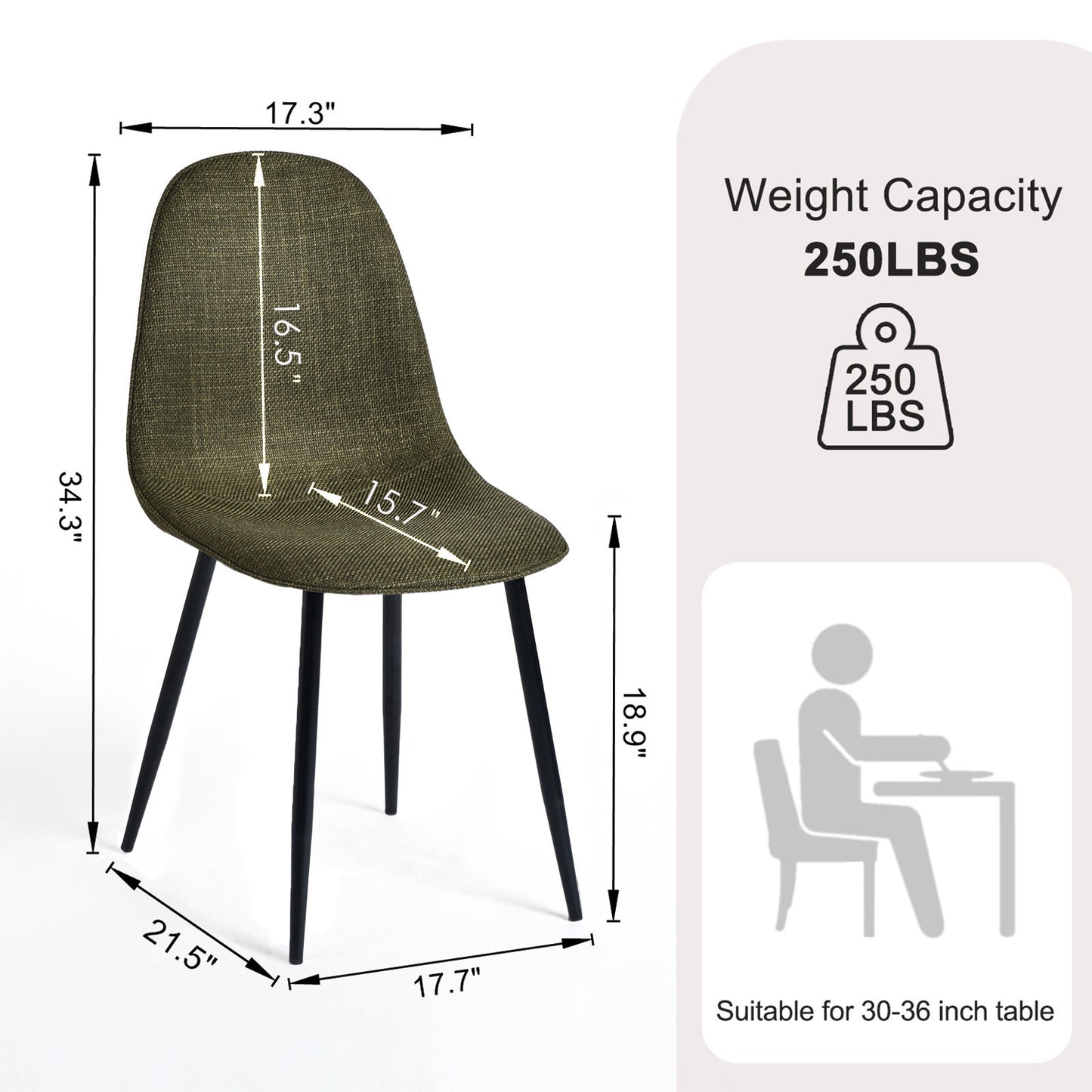 Charlton Fabric Dining Chair, Lime Green, Set of 4