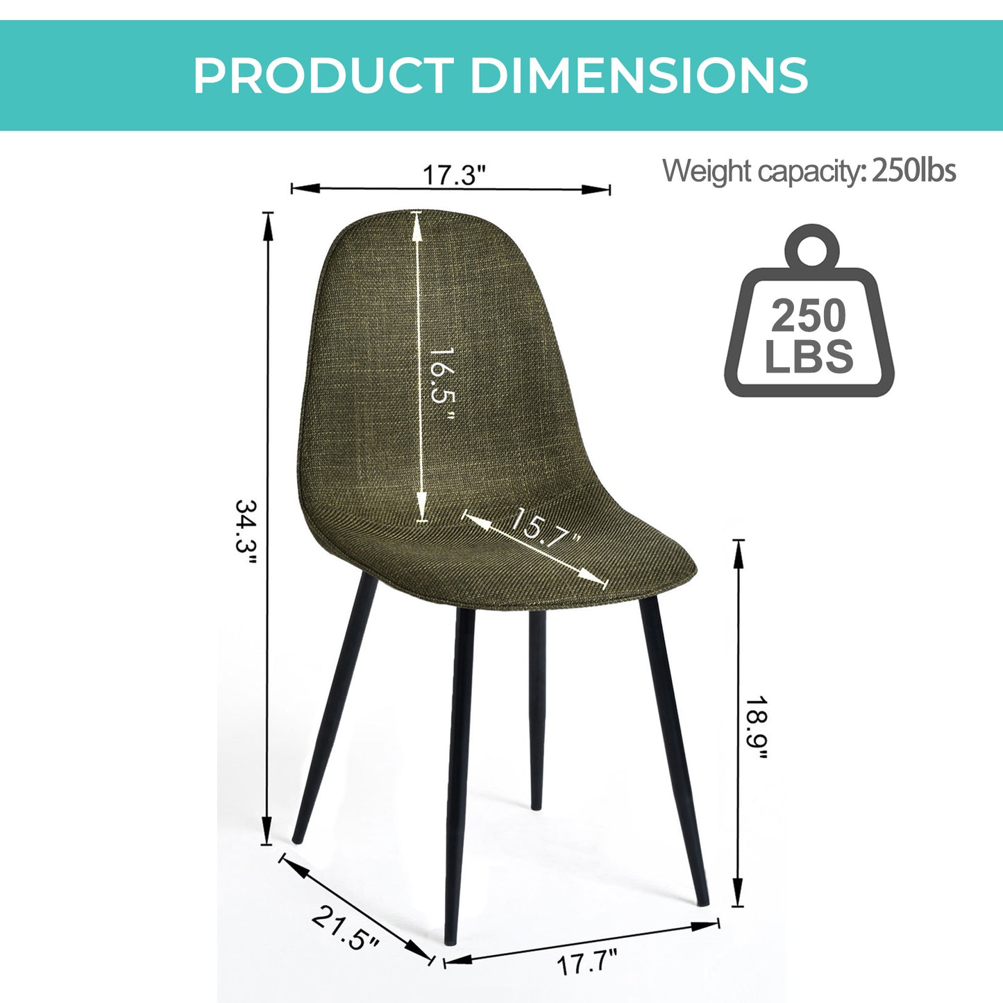 Charlton Fabric Dining Chair, Lime Green, Set of 4