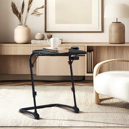 Baseline Modern Foldable Tray Table, Adjustable Height, Black