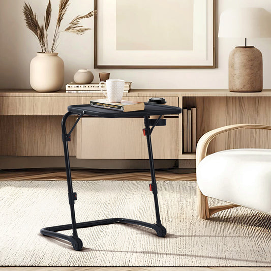 Baseline Modern Foldable Tray Table, Adjustable Height, Black