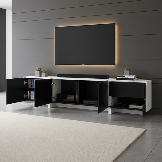 Vantis High Gloss TV Stand with LED Lighting, Black