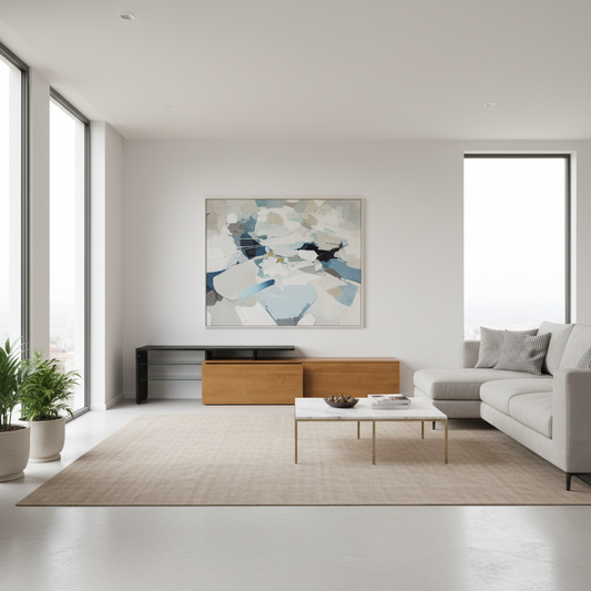 Oden Modern LED TV Stand with Storage Drawers, Natural Wood-Look and Black